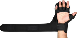 Рукавиці тренувальні RDX GRAPPLING GLOVES SHOOTER NEW AURA F17 чорний, синій Уні M GSR-F17BU
