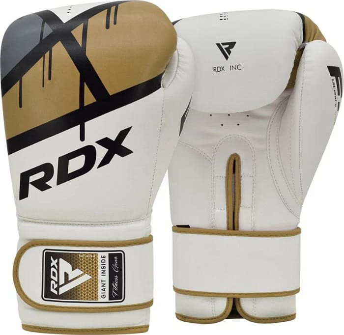 Рукавиці боксерські RDX BOXING GLOVES BGR-F7 білий, золотий 12 унцій (BGR-F7GL) BGR-F7GL