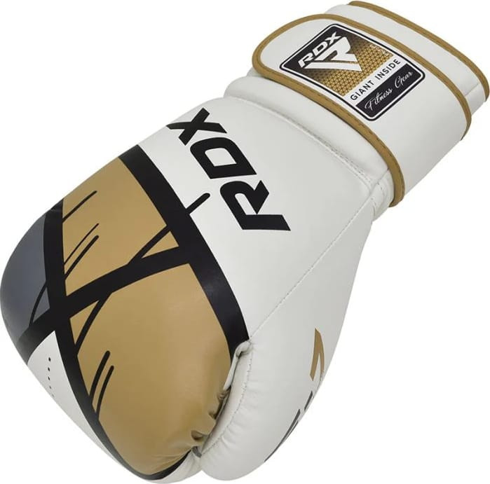 Рукавиці боксерські RDX BOXING GLOVES BGR-F7 білий, золотий 12 унцій (BGR-F7GL) BGR-F7GL