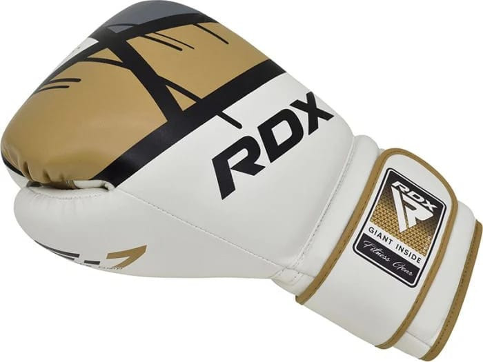 Рукавиці боксерські RDX BOXING GLOVES BGR-F7 білий, золотий 12 унцій (BGR-F7GL) BGR-F7GL