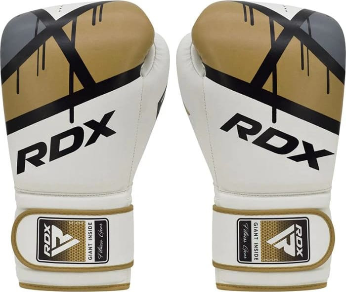 Рукавиці боксерські RDX BOXING GLOVES BGR-F7 білий, золотий 12 унцій (BGR-F7GL) BGR-F7GL