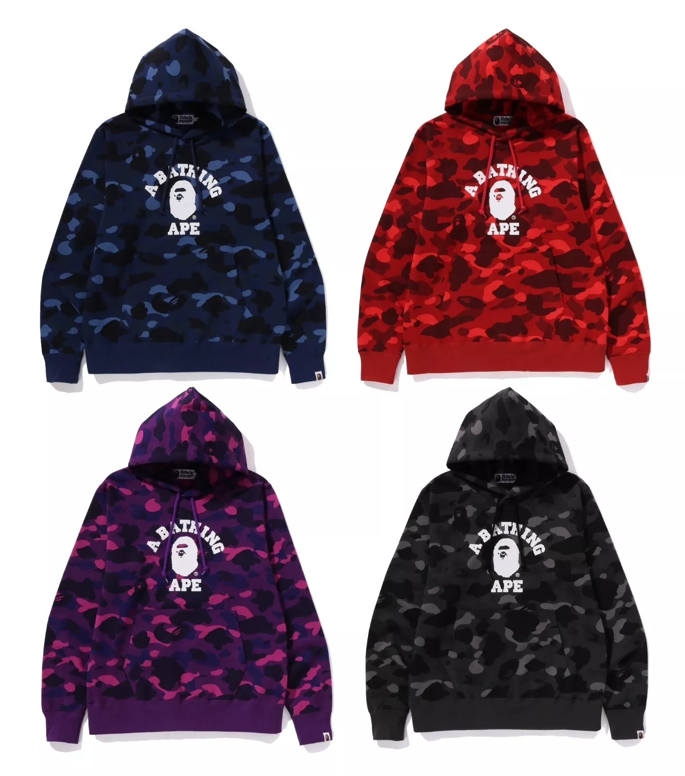 Худі A BATHNIG APE Men's COLOR CAMO COLLEGE PULLOVER HOODIE 1K20114006