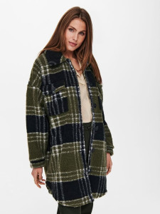 Пальто ONLNEWCAMILLA TEDDY SHACKET AOP CC OTW 15228399-Kalamata-Checks:as SS ONLY M Хакі 15228399-KALAMATA-CHECKS: