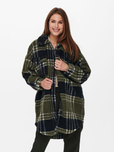 Пальто ONLNEWCAMILLA TEDDY SHACKET AOP CC OTW 15228399-Kalamata-Checks:as SS ONLY M Хакі 15228399-KALAMATA-CHECKS: