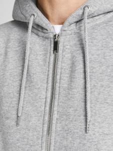 Толстовка JJESOFT BASIC SWEAT ZIP HOOD NOOS 12191895-Light Grey Melange-Fit:REG FIT Jack&Jones L Сір 12191895-LIGHT GREY MELAN