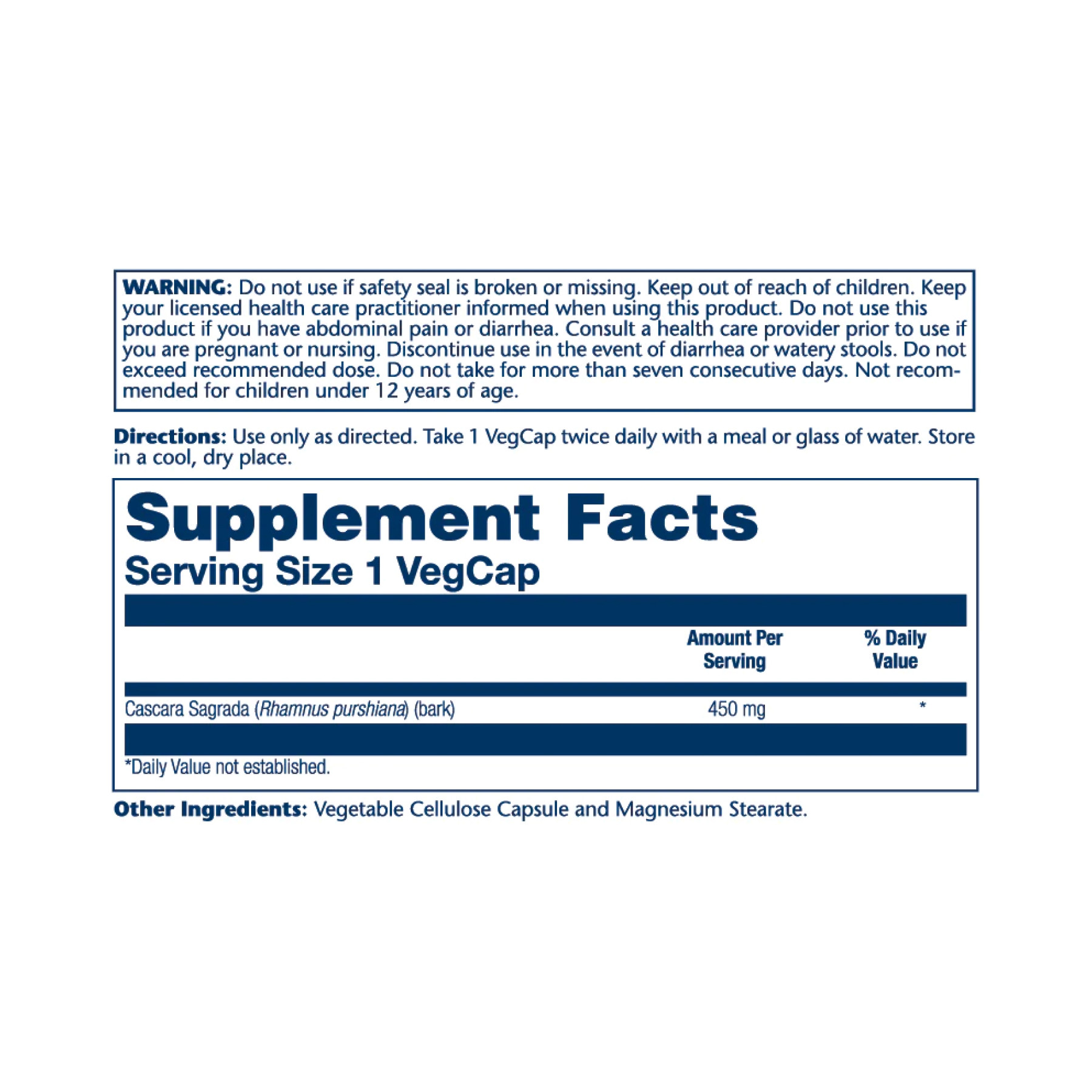 Капсули Solaray Cascara Sagrada Bark 450mg - 100 vcaps 2023-10-2125
