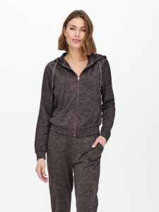 Толстовка ONPNASHA LS HOOD ZIP BRUSH SWEAT 15236667-Sparrow-Detail:w. Melange Only Play M Темно-кори 15236667-SPARROW-DETAIL:W