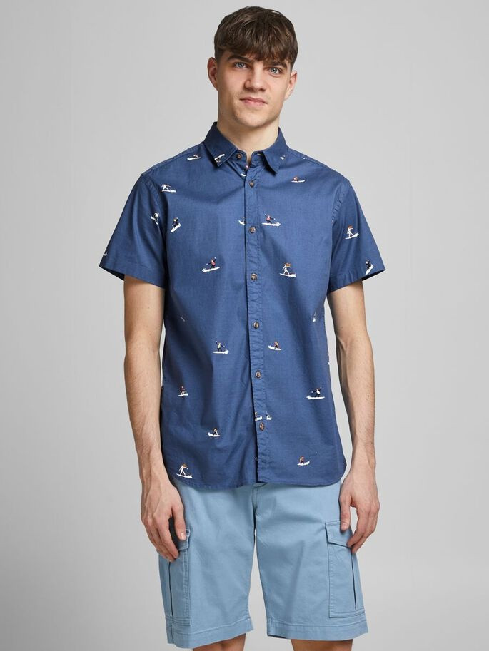 Сорочка JORPLAYA SHIRT SS 12187953 Ensign Blue Jack&Jones L Синій 12187953EnsignBlue