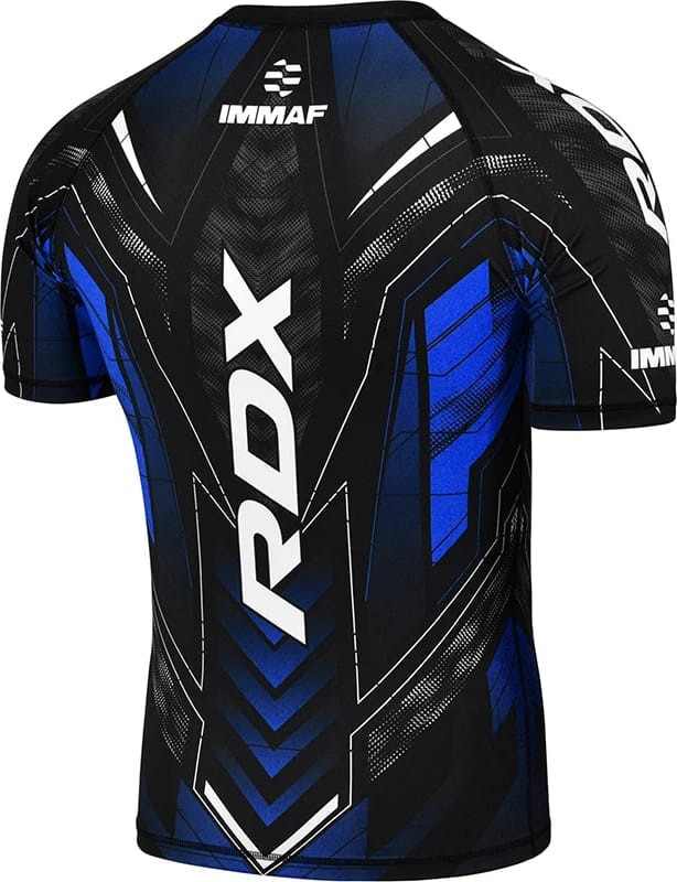 Футболка компресійна RDX COMPRESSION SHIRT HALF SLEEVES IMMAF-1 чорний, синій Уні L CSH-IMF-1U