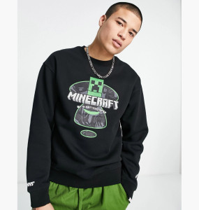 Кофта AAPE By A Bathing Ape x Minecraft logo sweatshirt in black AAP SE M9564XX