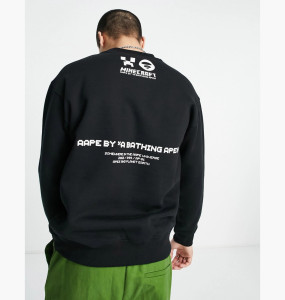 Кофта AAPE By A Bathing Ape x Minecraft logo sweatshirt in black AAP SE M9564XX