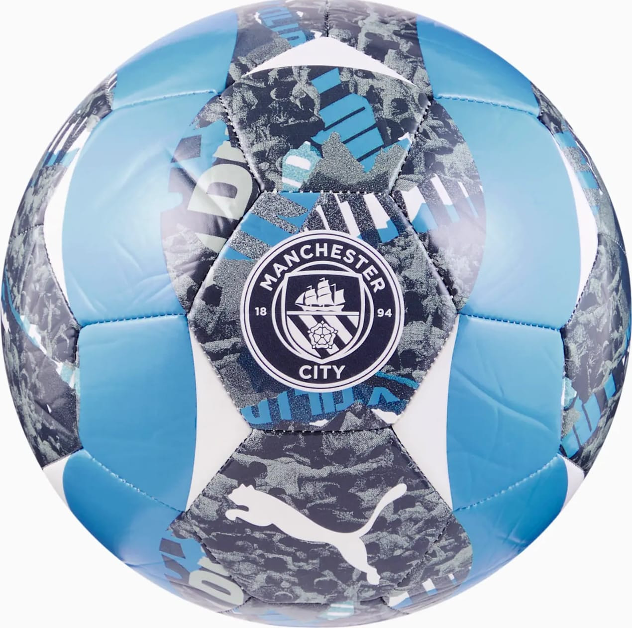 М'яч футбольний Puma MCFC Prematch Ball сірий, блакитний Уні 5 084548-74