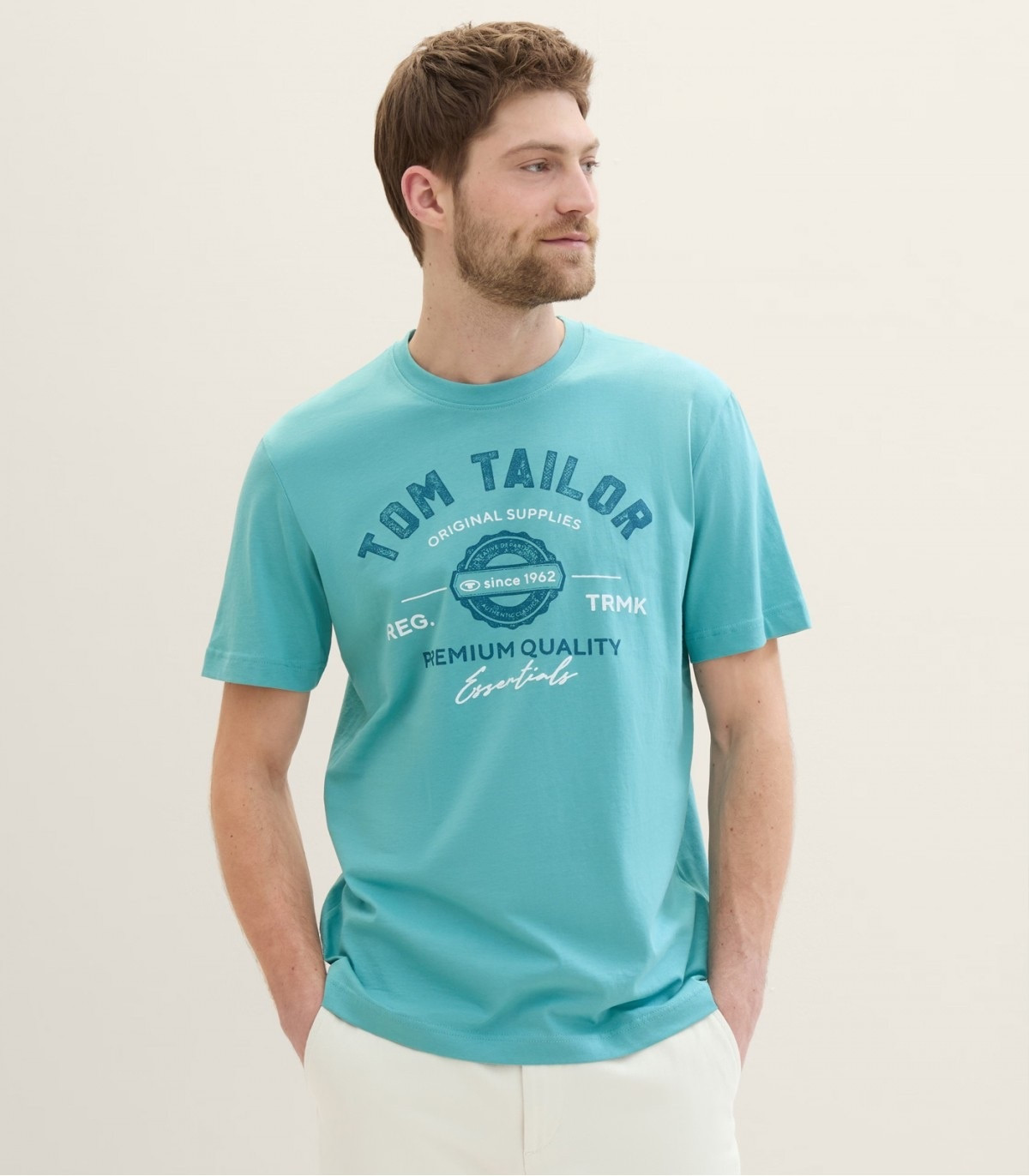 Футболка LOGO TEE MEN'S T-SHIRT 1037735ХХ35272 Tom Tailor L Блакитний 1037735ХХ35272