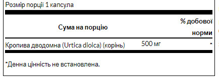 Капсули Stinging Nettle Root 500 mg - 100caps 100-69-1073168-20