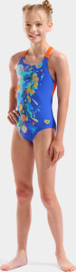 Купальник для дівчаток Arena PAINTING SWIMSUIT V BACK синій, помаранчевий 128 см (010744-830) 010744-830