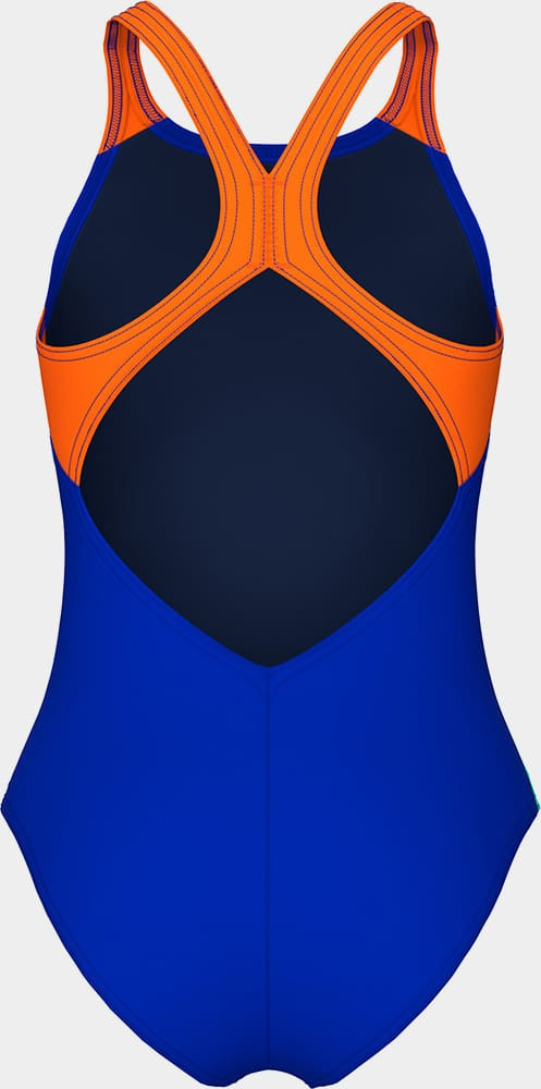 Купальник для дівчаток Arena PAINTING SWIMSUIT V BACK синій, помаранчевий 128 см (010744-830) 010744-830