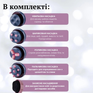 Вібромасажер інфрачервоний ручний антицелюлітний SP масажер з 5 насадками, 3 режими роботи SP-2500