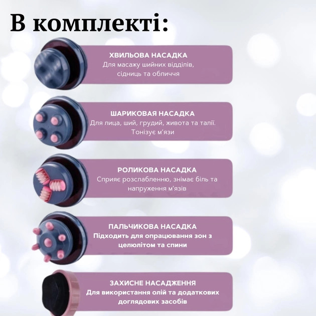 Вібромасажер інфрачервоний ручний антицелюлітний SP масажер з 5 насадками, 3 режими роботи SP-2500