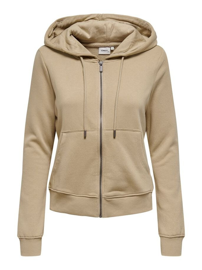 Толстовка ONLFEEL LIFE L/S ZIP HOOD SWT 15240765-Humus ONLY L Бежевий 15240765-Humus