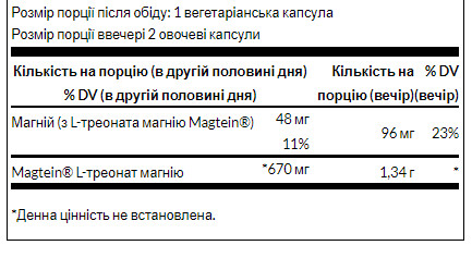Капсули Magnesium L-Theonate - 90veg caps 100-22-9503786-20