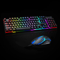 Клавіатура комп'ютерна ігрова з RGB підсвічуванням PREMIUM Jedel та геймерською мишкою ABS-пластик 3223
