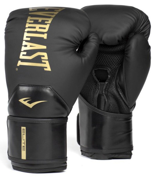 Рукавиці боксерські Everlast ELITE 2 BOXING GLOVES чорний, золотий Уні 10 унцій P00003270
