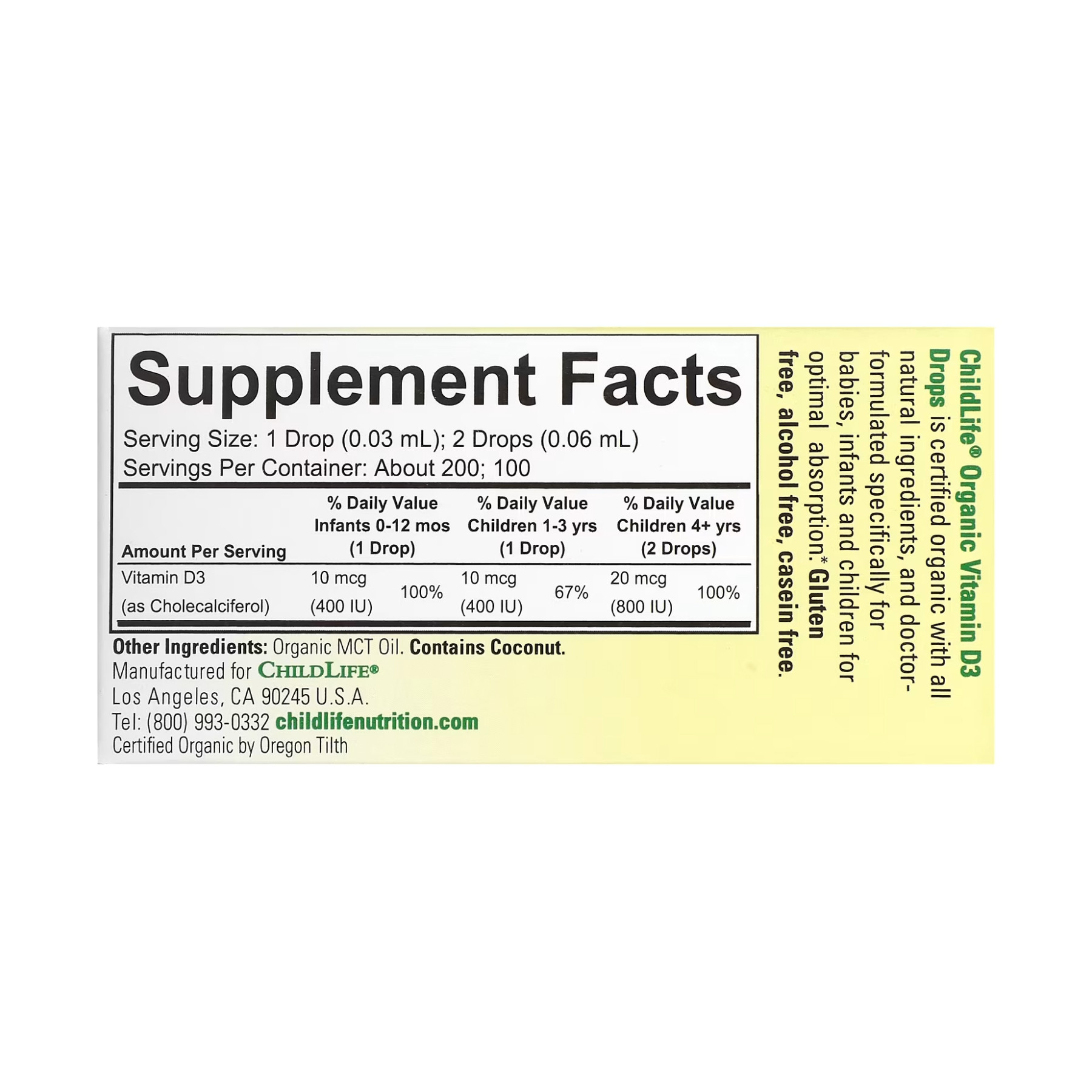 Рідина ChildLife Essentials Organic Vitamin D3 Drops - 6.25 ml 2023-10-3469