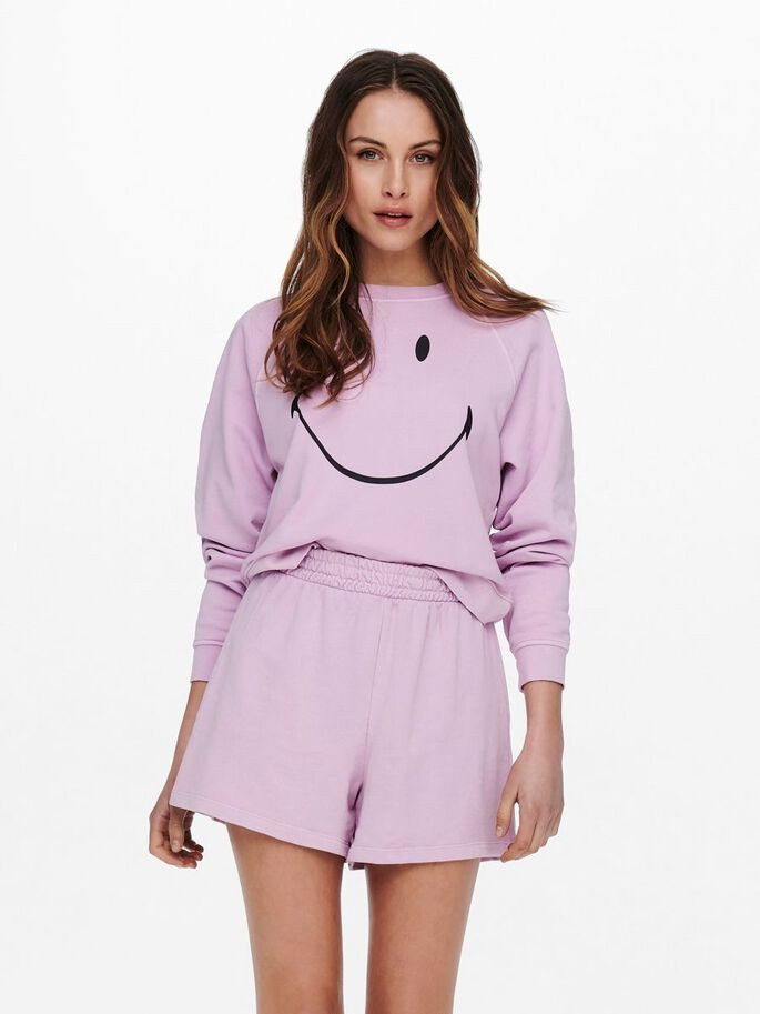 Толстовка ONLSMILEY LIFE L/S SWT 15232823 Orchid Bloom-SMILEY ONLY L Бузковий 15232823OrchidBloom-SMILE