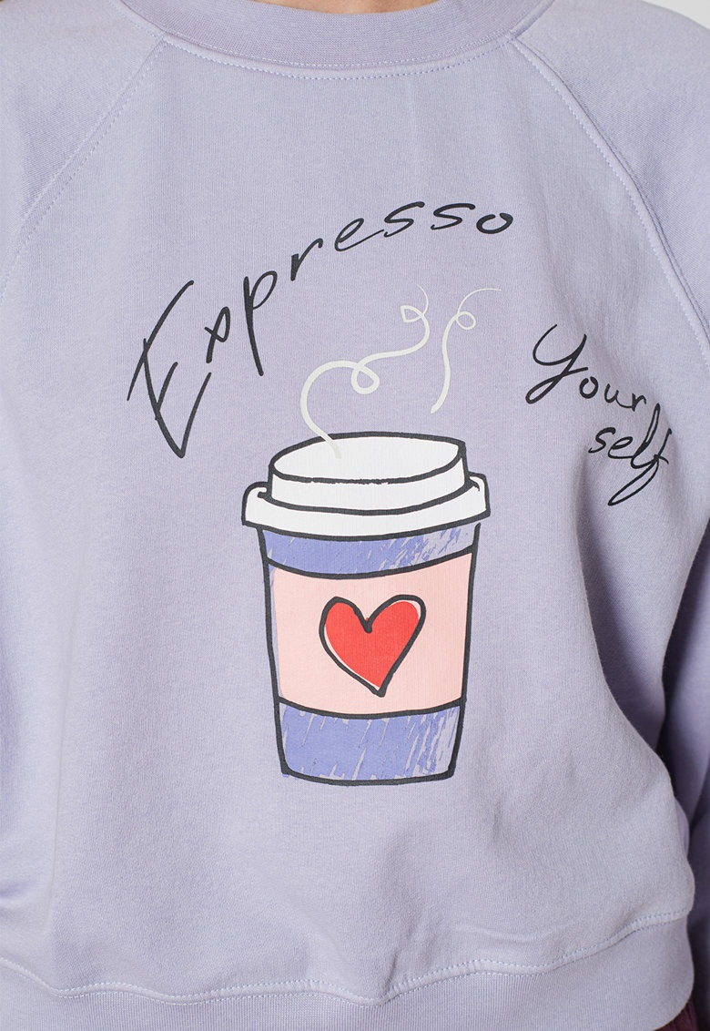 Толстовка ONLJENNIFER LIFE L/S O-NECK BOX SWT 15250226-Cosmic Sky-Print:COFFEE ONLY L Бузковий 15250226-Cosmic Sky-Print