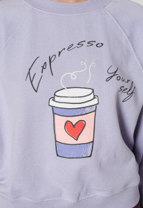 Толстовка ONLJENNIFER LIFE L/S O-NECK BOX SWT 15250226-Cosmic Sky-Print:COFFEE ONLY L Бузковий 15250226-COSMIC SKY-PRINT