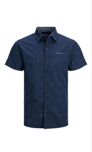 Сорочка JORSOLAR SHIRT SS 12187984 Ensign Blue Jack&Jones L Темно-синій 12187984-ENSIGN BLUE