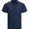 Сорочка JORSOLAR SHIRT SS 12187984 Ensign Blue Jack&Jones L Темно-синій 12187984-ENSIGN BLUE