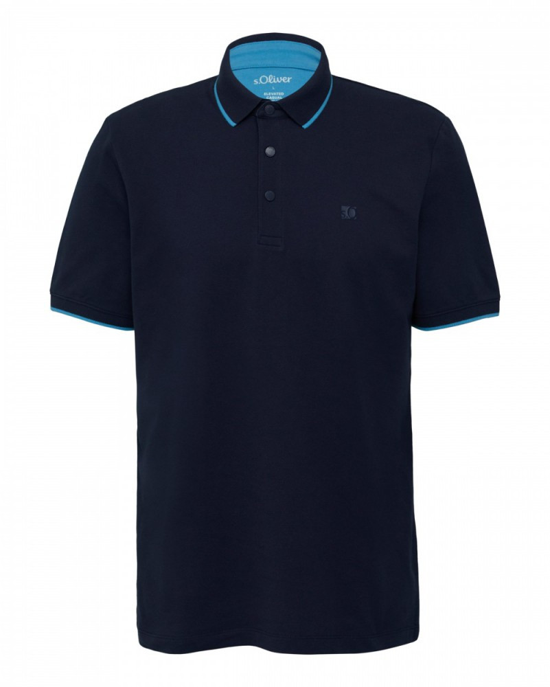 Футболка поло Cotton blend polo shirt 2161571-5852 s.Oliver L Темно-синій 2161571-5852