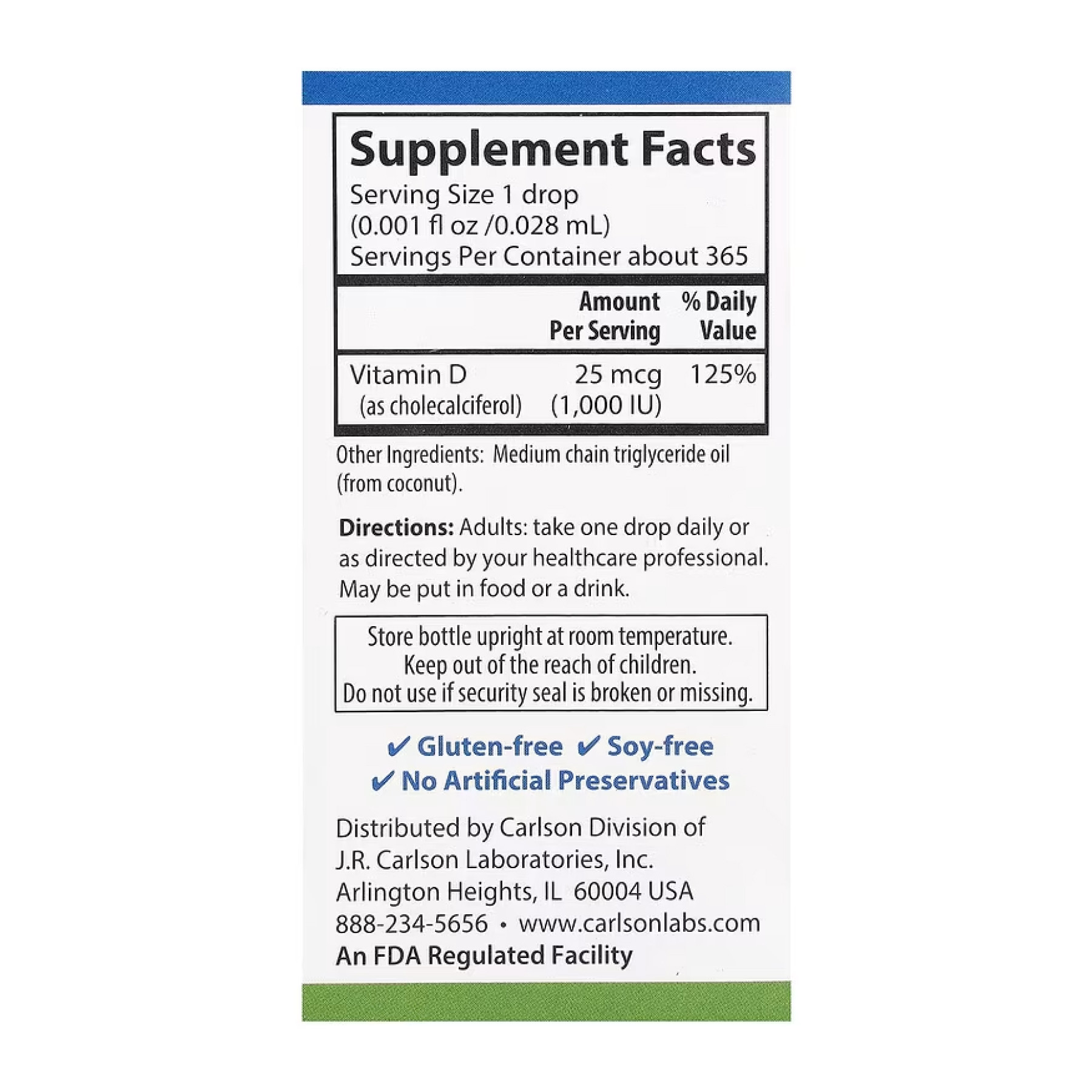 Рідина Carlson Laboratories Super Daily D3 1000IU - 10.3 mL 2023-10-5151