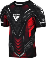 Футболка компресійна RDX COMPRESSION SHIRT HALF SLEEVES IMMAF-1 чорний, червоний Уні XXL CSH-IMF-1R