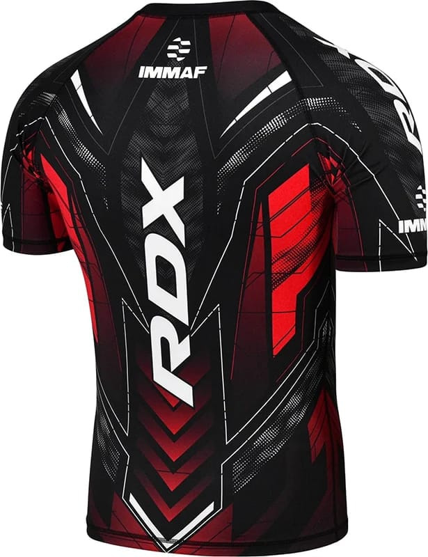 Футболка компресійна RDX COMPRESSION SHIRT HALF SLEEVES IMMAF-1 чорний, червоний Уні XXL CSH-IMF-1R