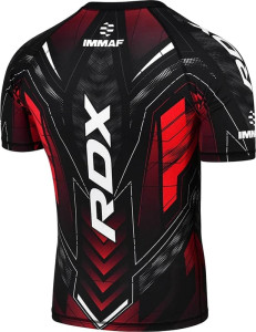 Футболка компресійна RDX COMPRESSION SHIRT HALF SLEEVES IMMAF-1 чорний, червоний Уні XXL CSH-IMF-1R