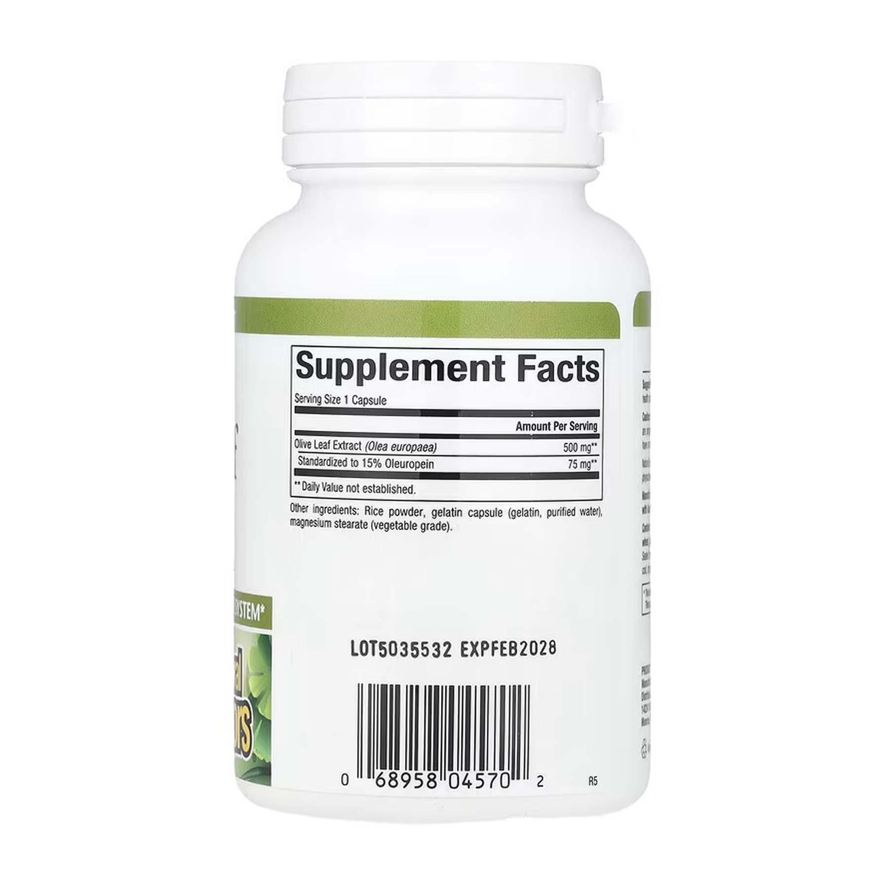 Капсули Natural Factors Olive Leaf 500mg - 90 caps 2023-10-5752