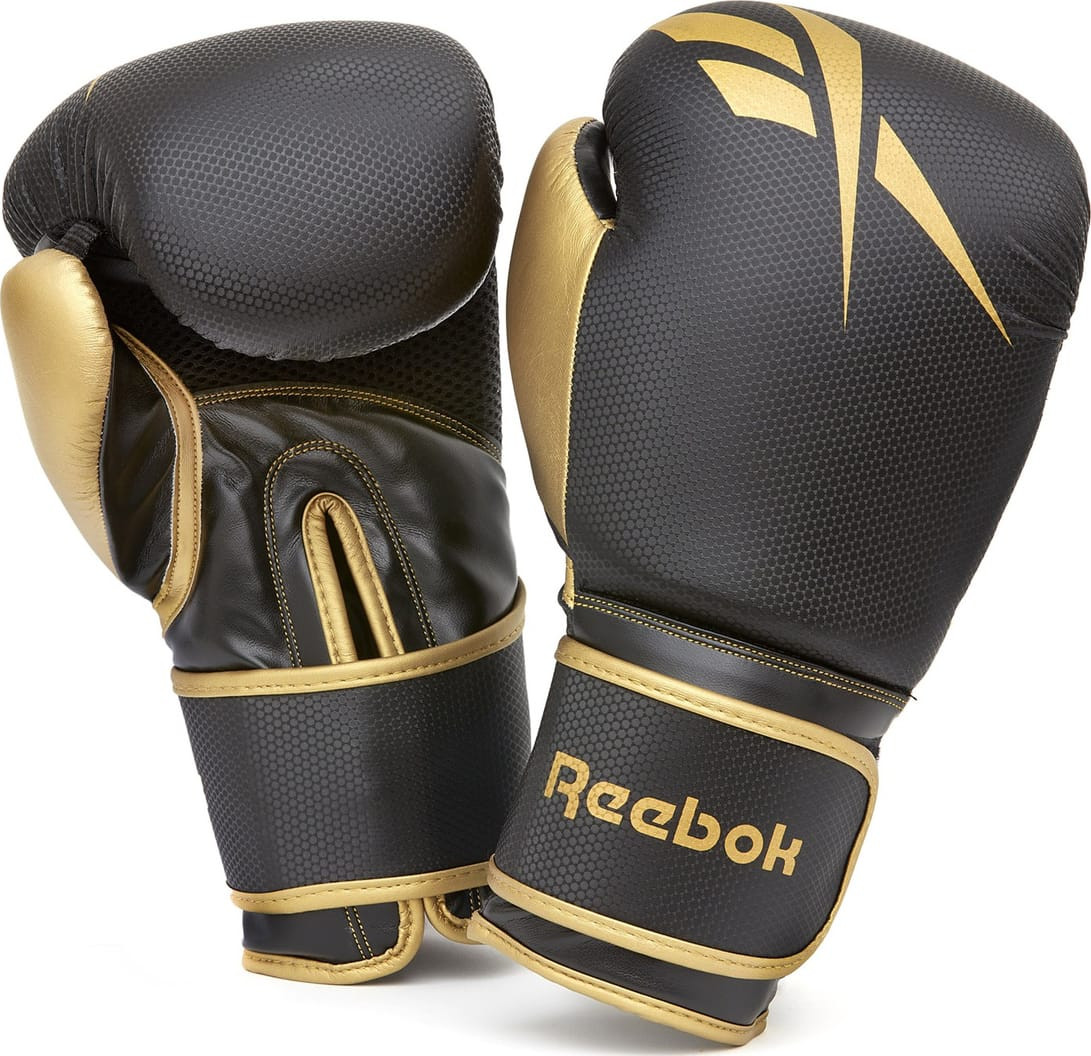 Рукавиці боксерські Reebok Boxing Gloves чорний, золотистий 14 унцій (RSCB-11117GB-14) RSCB-11117GB-14