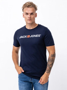 Футболка JJECORP LOGO TEE SS CREW NECK 3PK MP 12191330-White-Pack: 1 Navy Blazer Jack&Jones L Темно- 12191330-WHITE-PACK:1NAVY