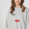 Толстовка ONLJENNIFER LIFE L/S O-NECK BOX SWT 15250226-Light Grey Melange-Print:FACE ONLY L Сірий 15250226-LIGHT GREY MELAN