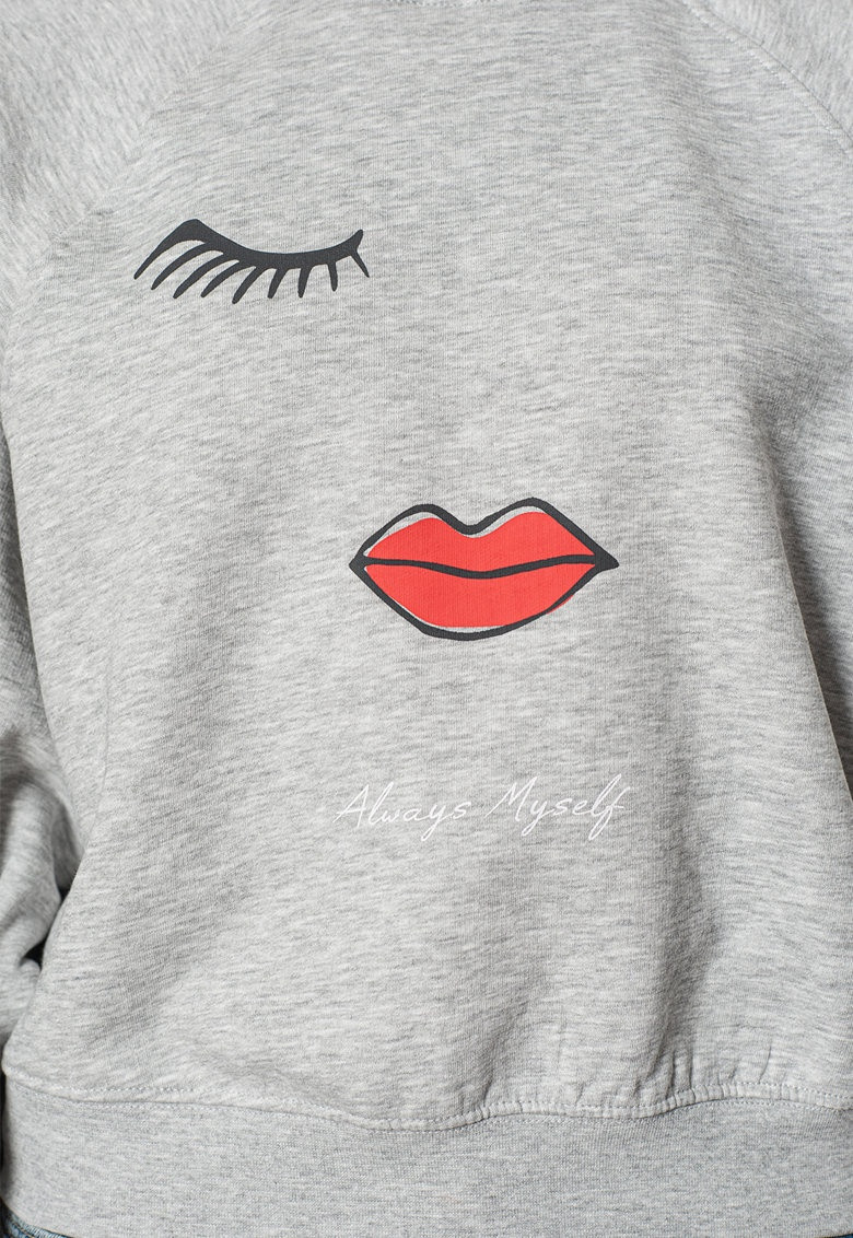Толстовка ONLJENNIFER LIFE L/S O-NECK BOX SWT 15250226-Light Grey Melange-Print:FACE ONLY L Сірий 15250226-Light Grey Melan