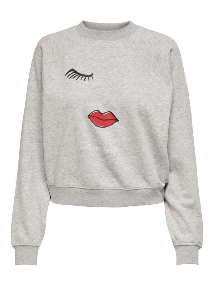Толстовка ONLJENNIFER LIFE L/S O-NECK BOX SWT 15250226-Light Grey Melange-Print:FACE ONLY L Сірий 15250226-Light Grey Melan