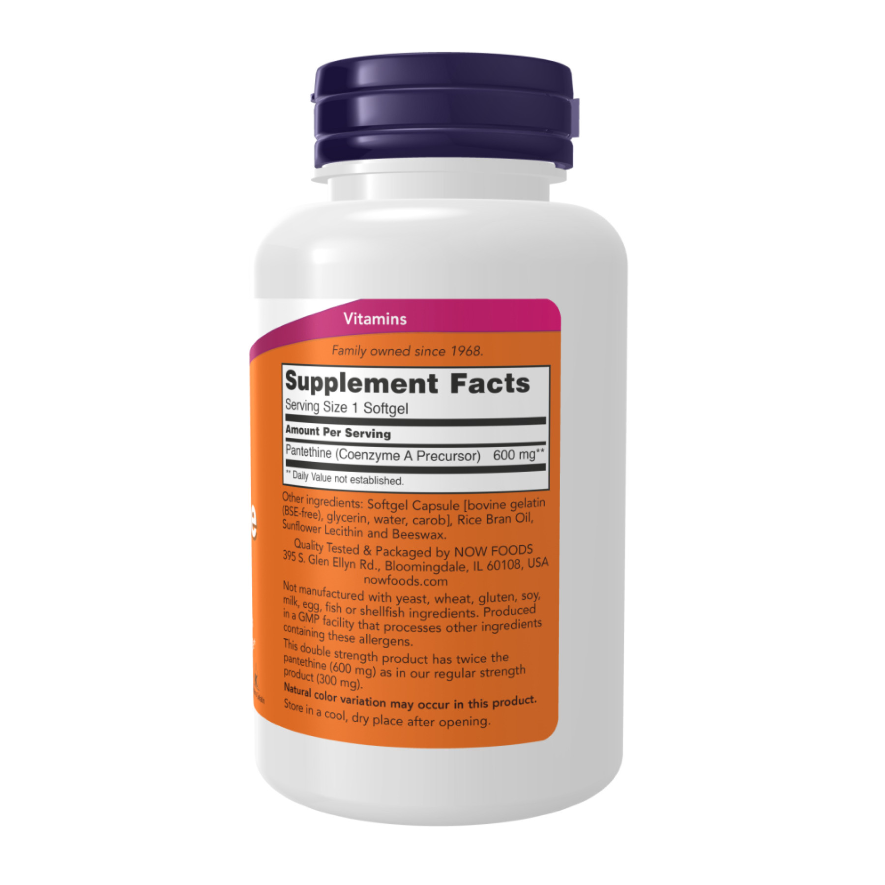 Софт гелеві капсули Now Foods Pantethine 600mg - 60 softgels 2023-10-3576