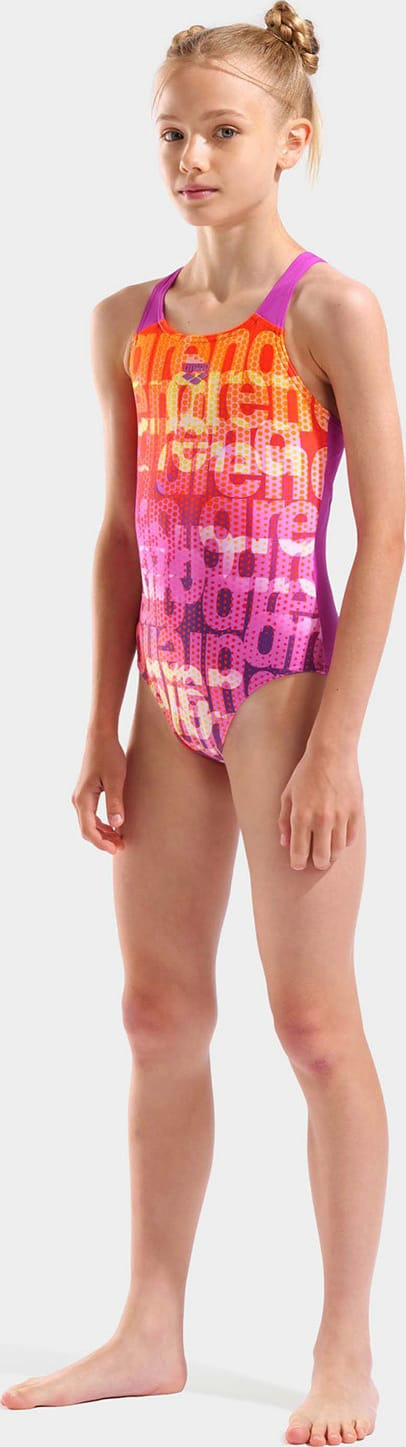 Купальник закритий для дівчат Arena MULTI COLOURS SWIMSUIT V BACK рожевий, помаранчевий Діт 152 см 009007-908