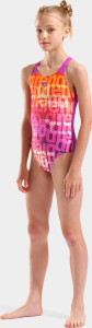 Купальник закритий для дівчат Arena MULTI COLOURS SWIMSUIT V BACK рожевий, помаранчевий Діт 152 см 009007-908