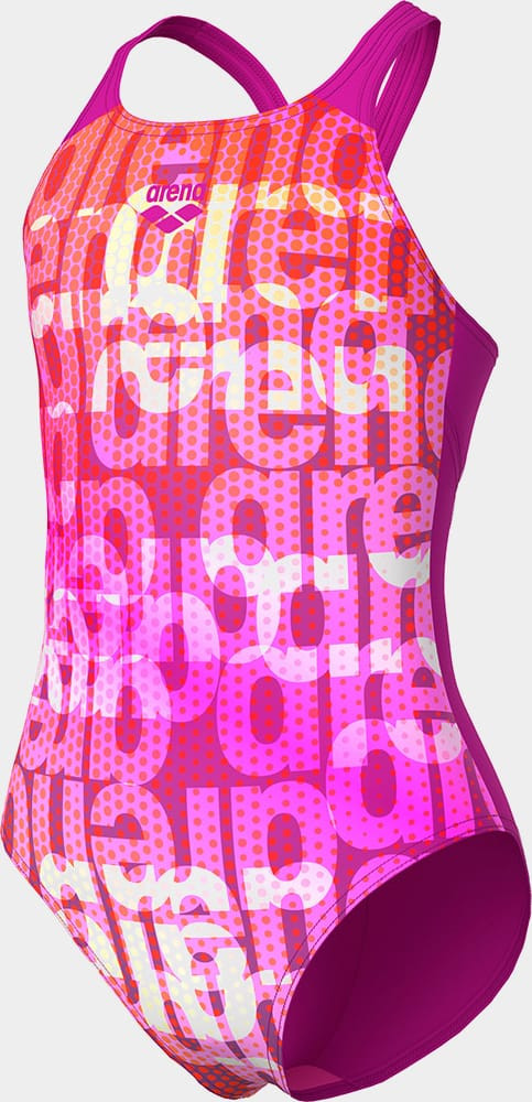 Купальник закритий для дівчат Arena MULTI COLOURS SWIMSUIT V BACK рожевий, помаранчевий Діт 152 см 009007-908