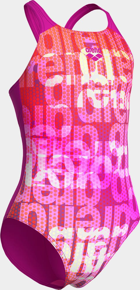 Купальник закритий для дівчат Arena MULTI COLOURS SWIMSUIT V BACK рожевий, помаранчевий Діт 152 см 009007-908