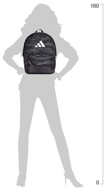 Рюкзак Adidas CL BPK CAMO 27,5L сірий, чорний Уні 15х31х44 см JF6086