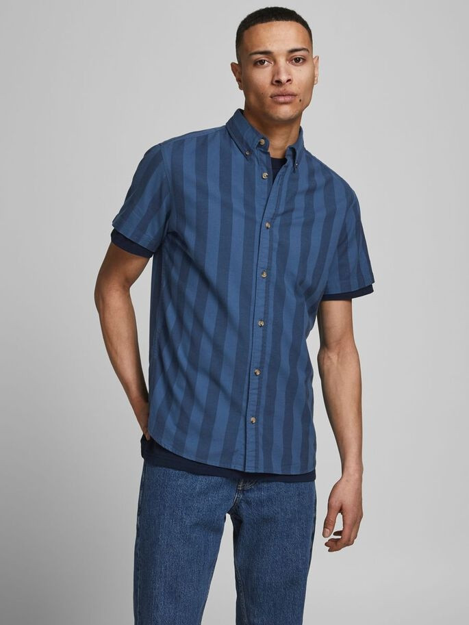 Сорочка JORTOM SHIRT SS 12187609 Navy Blazer Jack&Jones L Темно-синій 12187609NavyBlazer